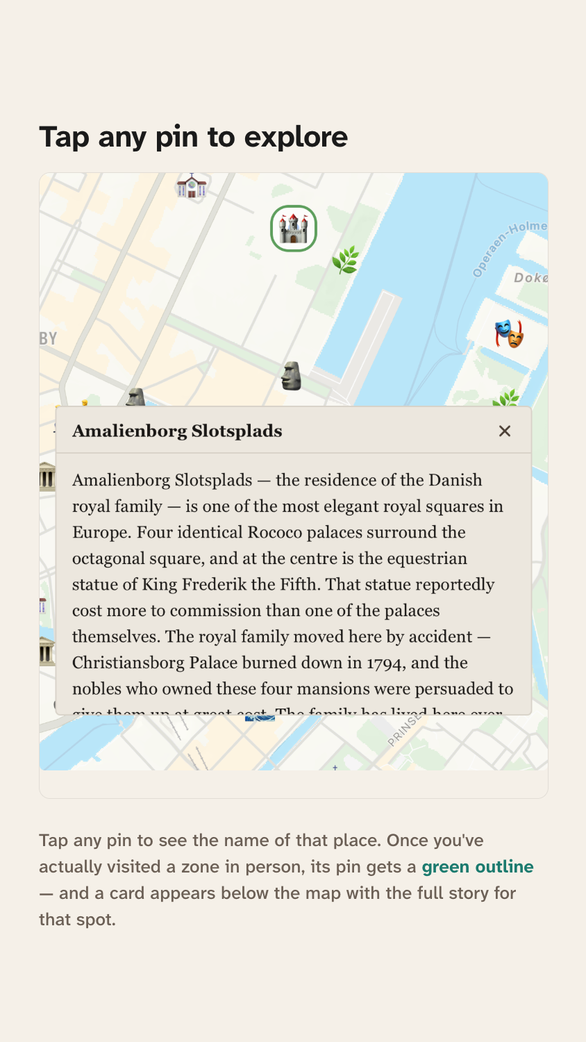 Wanderful map: tap any pin to explore a place and read its story